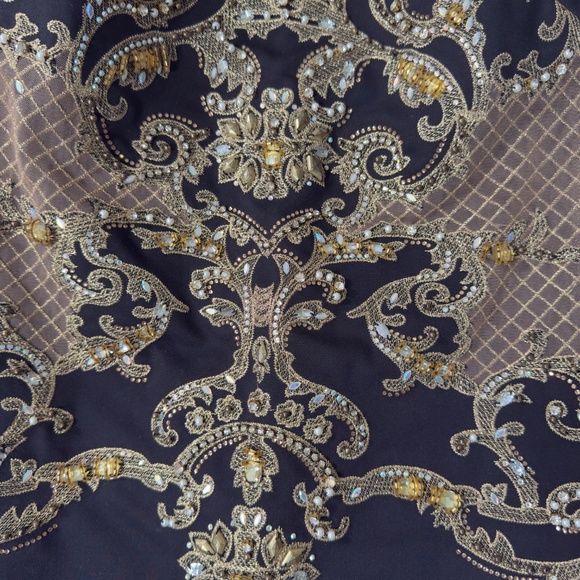 Nice Istanbul - Black Mini Dress With Breaded Gold Art Deco size 6 - Picture 8 of 8